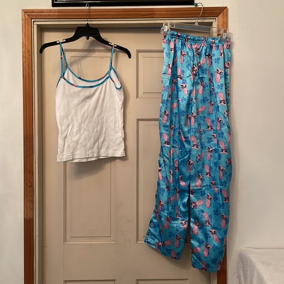 Vintage 1990s Rockabilly Pink Cat Kitty Pajamas Set. Size: S 3/4 P W: 26” NEW! - Picture 7 of 8